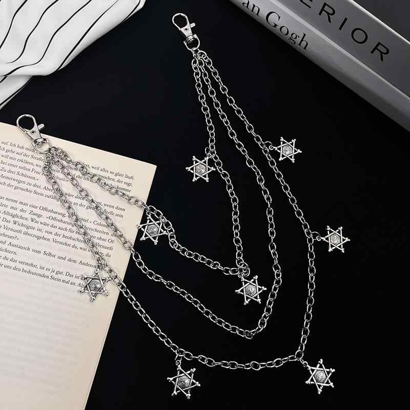 パンツチェーン メンズ おしゃれ レディース シルバー 六芒星 チェーン パンツチェーン ヒップホップ系 ストリート アクセサリー クール 装飾 腰掛け チェーンベルト 暗黒系