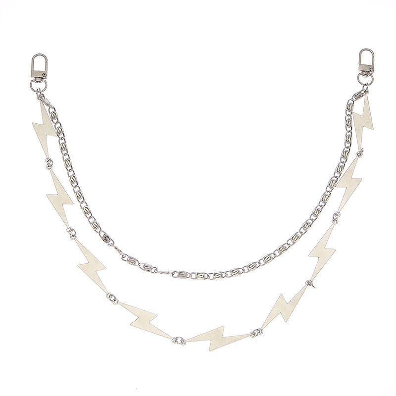 ウォレットチェーン 腰チェーン シルバー パンク 稲妻モチーフ 合金 チェーン 飛び跳ね系 ユーロ風 アクセサリー
