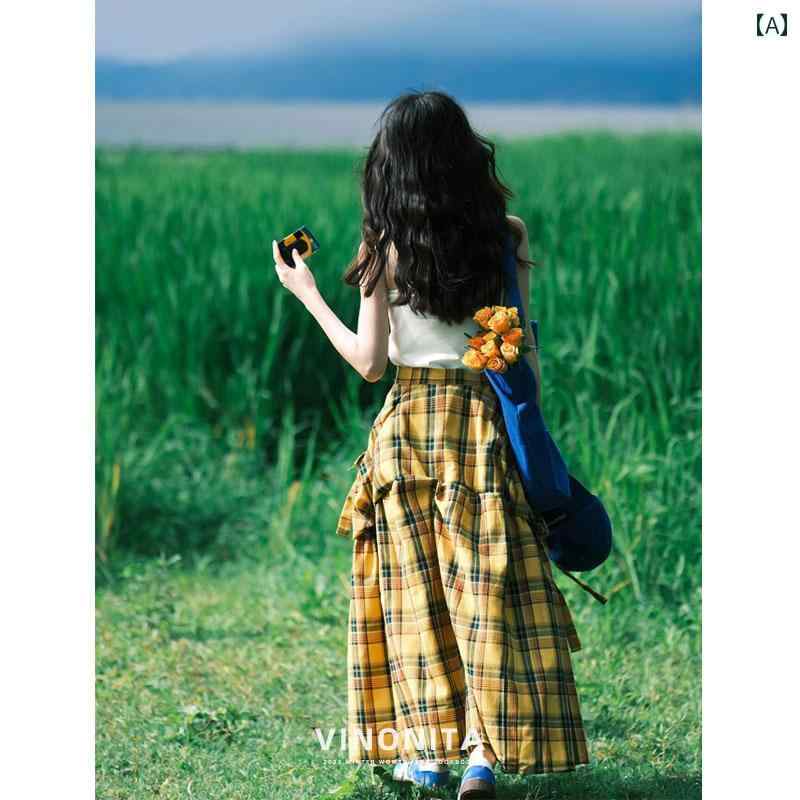 楽天市場】黄色 タータンチェック スカート（ボトムス｜レディース