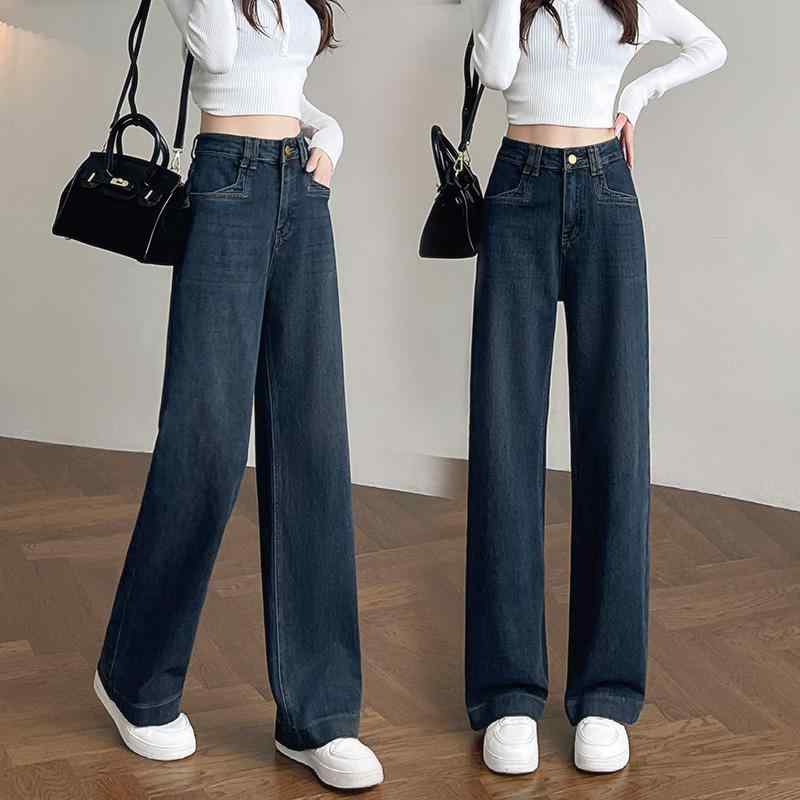 ワイドパンツ レディース おしゃれ ハイウエスト ストレート デニム ゆったり 大きいサイズ 美脚 縦長効果 ワイドレッグラインカバー 春