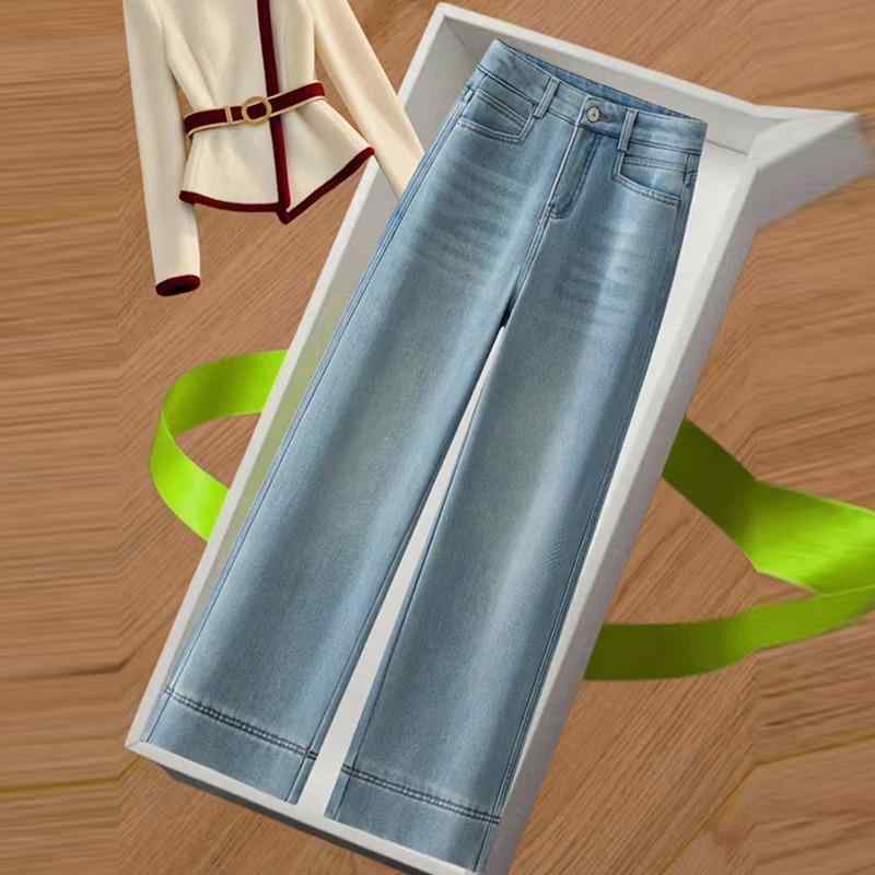 直筒褲 - ワイドパンツ レディース おしゃれ デニム ヴィンテージ風 ハイウエスト ストレート 夏 脚長効果 体型カバー カジュアル 小柄 落ち感