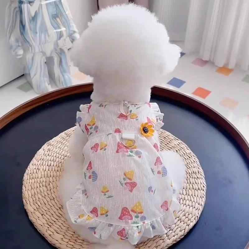 犬 服 女の子 かわいい 小型 猫 ビションフリーゼ トイプードル 韓国 夏 薄手 ワンピース リードフック..