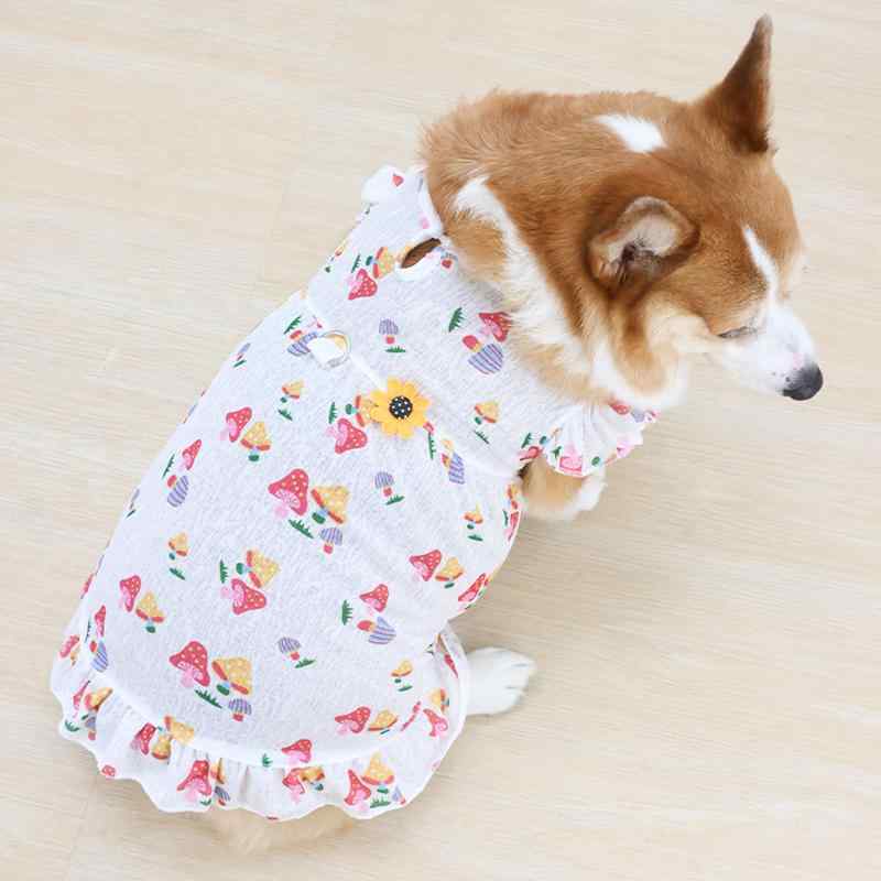 犬 服 女の子 かわいい ペット 小型 中型 コーギー トイプードル 夏 薄手 フリル袖 ワンピース 通気性 ..