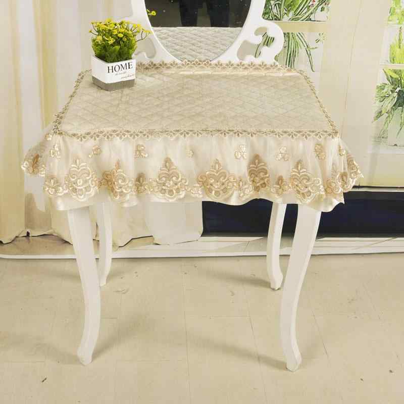 ドレッサー ミラー カバー 柔らかい 布 防塵 テーブル クロス スツール 装飾 寝室 レース 刺繍 キルティング エレガント ヨーロピアン 韓国 ピンク 紫 ベージュ