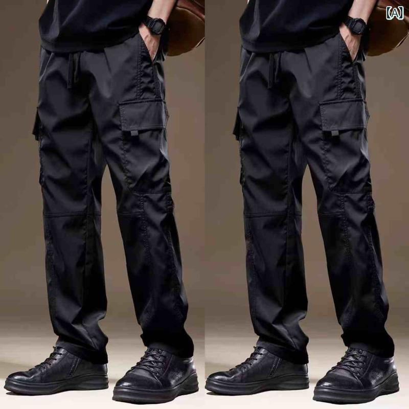 Cargo Pants - カーゴパンツ メンズ おしゃれ 長ズボン 春秋 春夏 薄手 ワイド ストレート ゆったり 多ポケット 耐久性 大きいサイズ 作業 工場