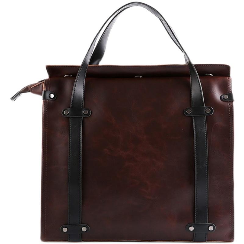 トートバッグ メンズ おしゃれ ビジネス 大人 大容量 韓国 斜め掛け 通勤 ショルダー 2WAY レトロ シンプル カジュアル