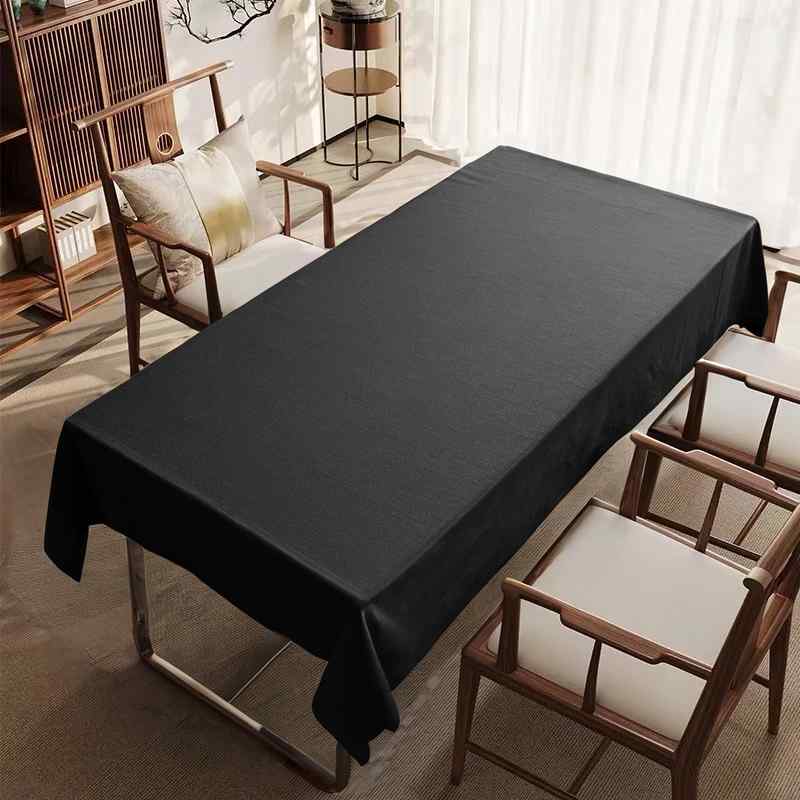テーブルクロス 四角形 コットンリネン キズ防止 防水 リビング ダイニング レストラン バー 食卓カバー 装飾 シンプル エレガント おしゃれ 黒 青 グレー 無地
