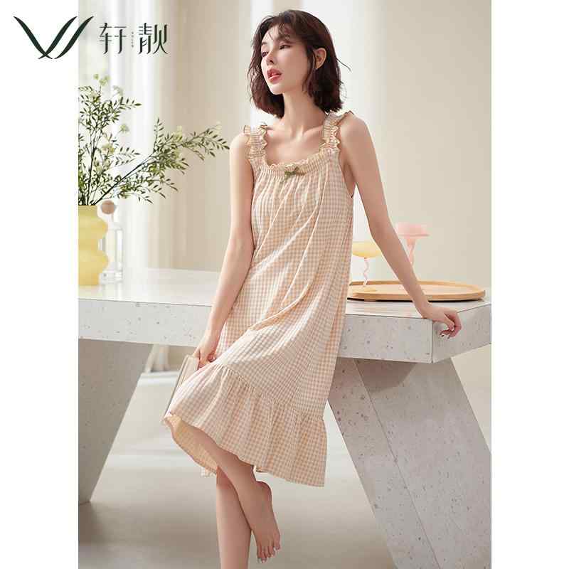 ワンピース レディース おしゃれ 快適 夏 薄手 錦綿 ワッフル 長袖 キャミソール ルームウェア ノースリーブ かわいい 家着 夏 Sweet