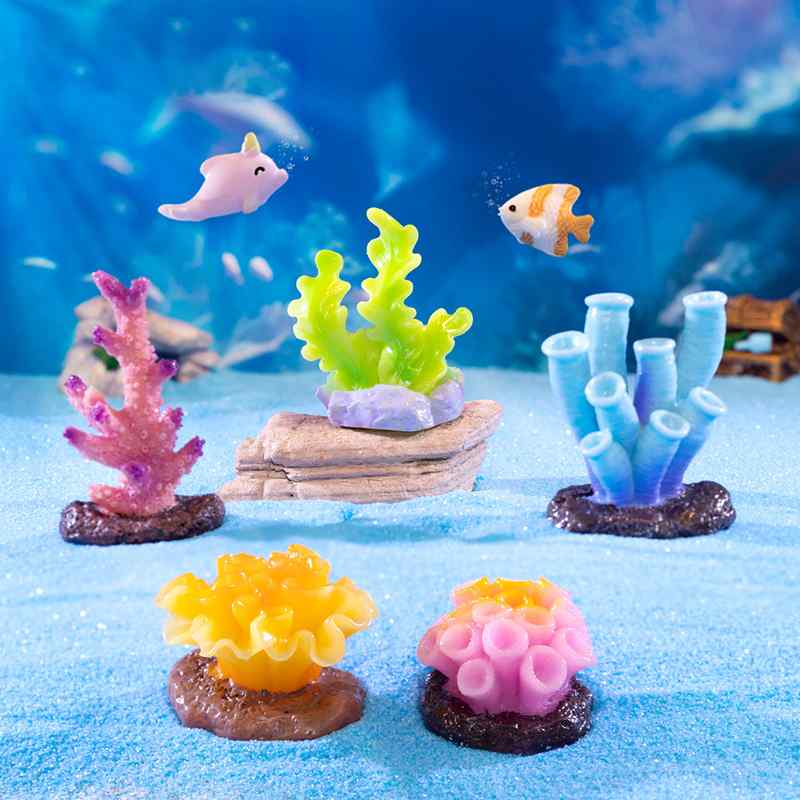 アクアリウム オブジェ かわいい 水槽 海草 サンゴ ワカメ 小さい ミニ 樹脂 工芸 水族館 DIY 熱帯魚 爬虫類 置物 レイアウト デコレーション 装飾 ペット用品 カラフル オレンジ 青 ピンク