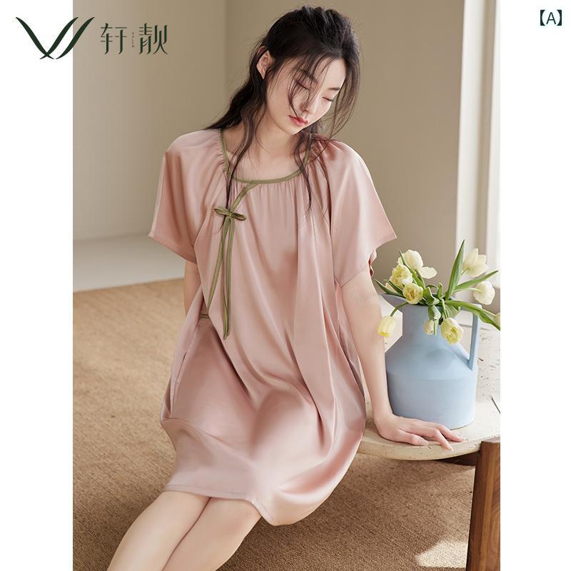 ワンピース ルームウェア レディース おしゃれ 快適 夏 薄手 涼しい 半袖 大きいサイズ 中華風 シンプル 上品 部屋着