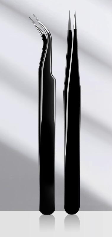 ピンセット ネイル マニキュア ステンレス ストレート カーブ 静電気防止 かわいい ハンドメイド 小型 クリップ ツール 耐久性 黒 まつ毛 シンプル