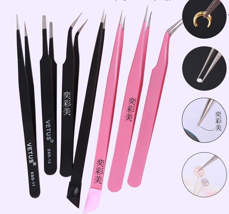ピンセット ネイル ストレート 尖った クリップ ツール ピンク 黒 シンプル おしゃれ 快適 耐久性 吸収..