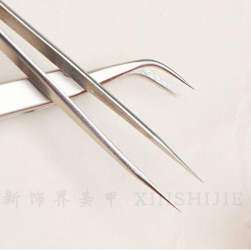 ピンセット ネイル シルバー カーブ ストレート エクステ つけまつげ シンプル ツール ラインストーン ..