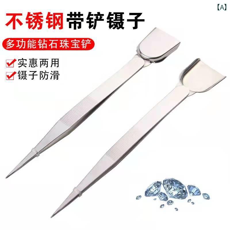 ピンセット ネイル マニキュア ツール ステンレス スチール 湾曲 滑り止め ストレート ラインストーン ..