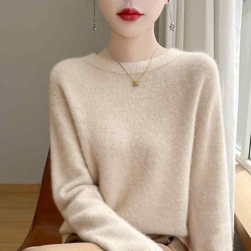 ニット レディース おしゃれ 大人 きれいめ トップス 秋冬 長袖 ラウンドネック ゆったり 体型カバー 厚手 ウール シンプル カジュアル ニットセーター