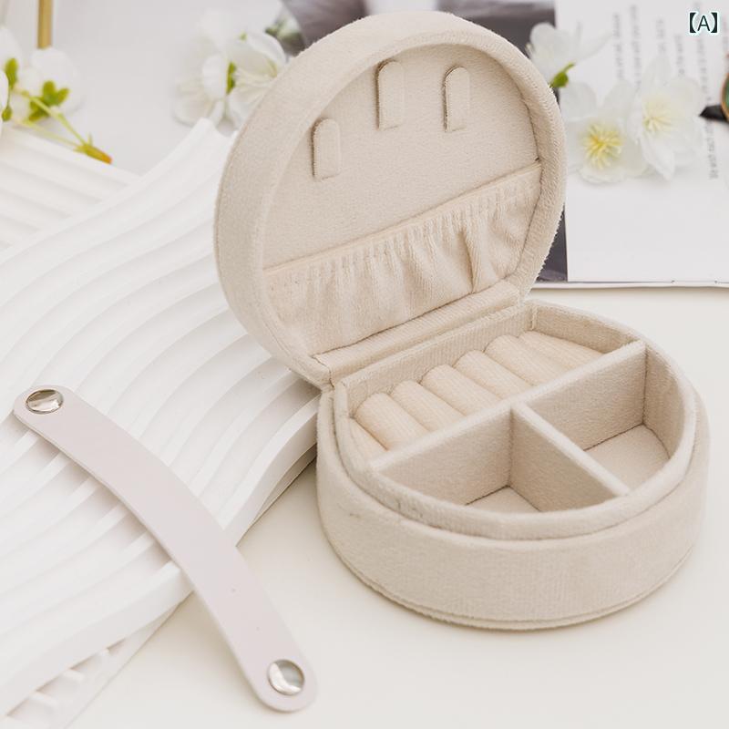 アクセサリー 収納 おしゃれ ケース レザー リング イヤリング ポーチ コンパクト 持ち運び便利 旅行 出張 分類 整理 ボックス シンプル 無地 ピンク 白 青