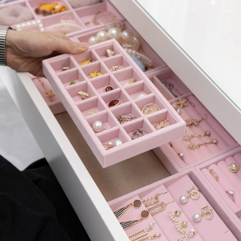 アクセサリーケース 引き出し 大容量 ベルベット スクエア トレイ ピアス 指輪 イヤリング ネックレス ..