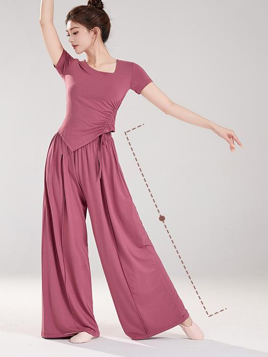 セットアップ レディース おしゃれ 上下 中国風 ダンス 練習着 トップス ワイドパンツ ストレートパンツ モダン 柔らかい 動きやすい シンプル 上品 舞台衣装