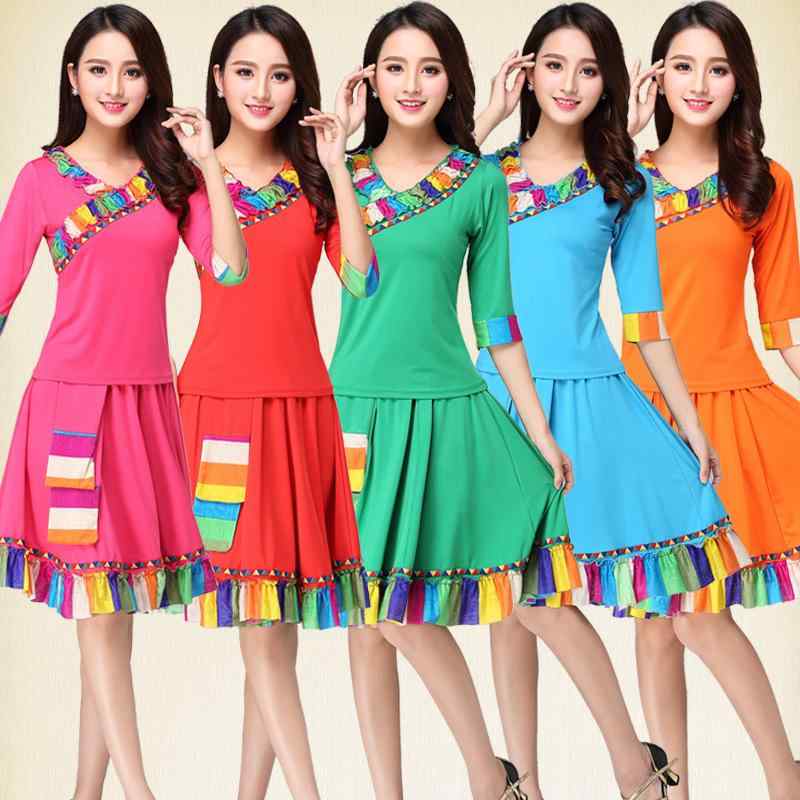 セットアップ レディース おしゃれ 上下 春夏 牛乳 民族風 ダンス 衣装 パフォーマンス服 カラフル フ..