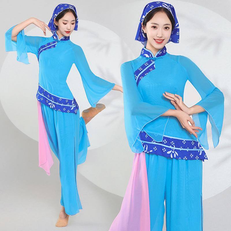 セットアップ レディース おしゃれ 上下 中国風 民族風 舞台衣装 ダンス 衣装 演出服 演奏会 衣装 花柄 プリント 長袖 パンツ チャイナカラー 春 イベント コスチューム