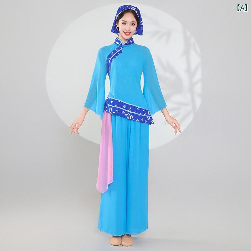 セットアップ レディース おしゃれ 上下 中国風 民族風 舞台衣装 ダンス 衣装 演出服 演奏会 衣装 花柄 プリント 長袖 パンツ チャイナカラー 春 イベント コスチューム 2