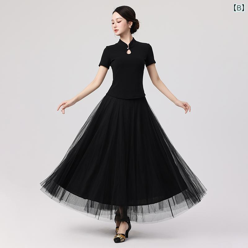 セットアップ レディース おしゃれ 上下 春夏 中国風 ダンス 衣装 ロングスカート チュール 演出用 上品