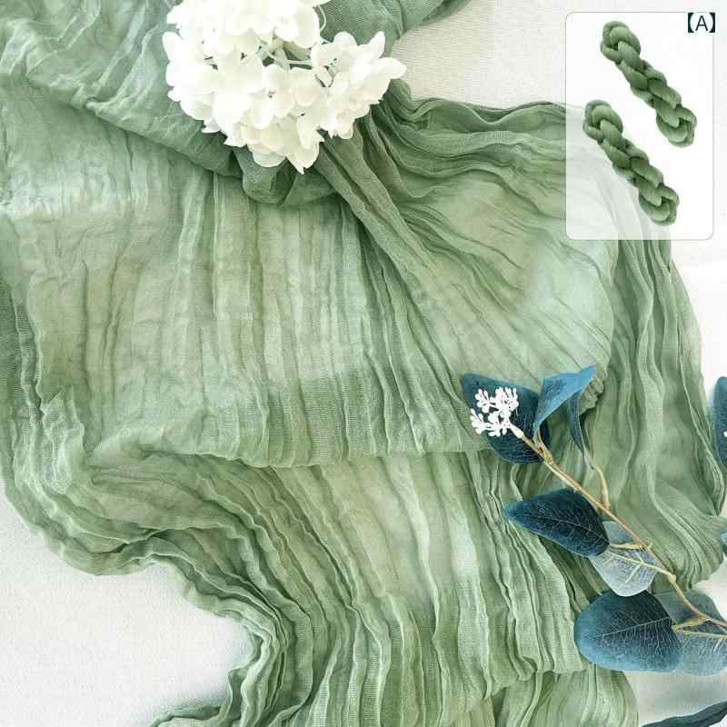 テーブルランナー 北欧風 しわ加工 シフォン 装飾 インテリア 食卓 リビング ダイニング 結婚式 パーティー シンプル エレガント おしゃれ 緑 赤 ベージュ 無地