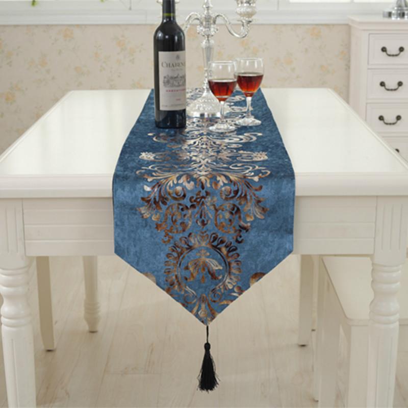 テーブルランナー ヨーロピアン センタークロス タッセル 卓上 装飾 デコレーションローテーブル サイドボード キャビネット リビング ダイニング レストラン ホテル エレガント モダン 赤 青 ゴールド