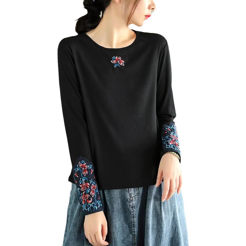 サイズ: M.L.XL.2XL.3XL.4XL 素材 柄: 無地 スタイル: オフィス向け デザイン: 刺繍入り カラー: ブラック.ローズレッド.ホワイト 襟型: 丸首 袖丈: 長袖 着丈: 普通丈 シルエット: ゆったり