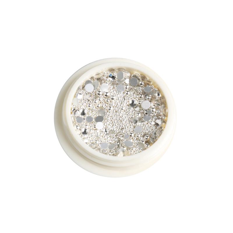 ネイル パーツ キラキラ アート フラット バッグ ラインストーン 小物 スチール ビーズ アクセサリー 耐久性 シンプル エレガント セット シルバー