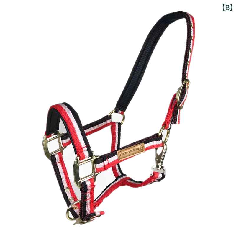 馬 リード トレーニング コントロール 手綱 耐摩耗 馬具 アクセサリー 大きいサイズ ベルト バックル 調節 リング ストライプ ライン おしゃれ 黄色 赤 黒