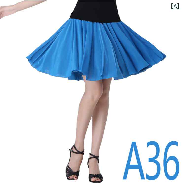 ダンス 衣装 スカート レディース おしゃれ スカート フレア 大人 夏 短め丈 ラテン ステージ 着やせ 涼しい 快適