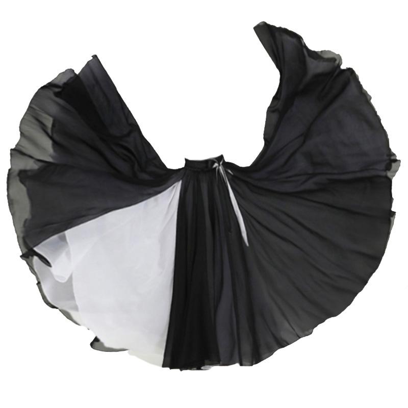 ダンス 衣装 スカート レディース おしゃれ 黒 モノトーン 大判 フレアスカート ロングスカート レトロ..