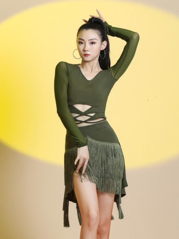 ダンス 衣装 ラテン スカート レディース おしゃれ 不規則 フリンジ レッスン パフォーマンス 練習 ステージ