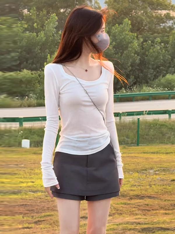 長袖Tシャツ レディース おしゃれ 大人 きれいめ 白 夏 スリムフィット 軽量 薄手 涼しい 快適 日焼け防止 シンプル