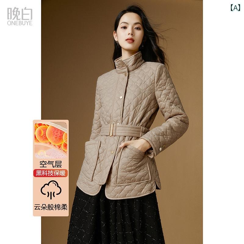キルティングジャケット レディース おしゃれ 大人 きれいめ ベージュ キルティング スタンドカラー 厚手 シンプル 通勤 冬 カジュアル