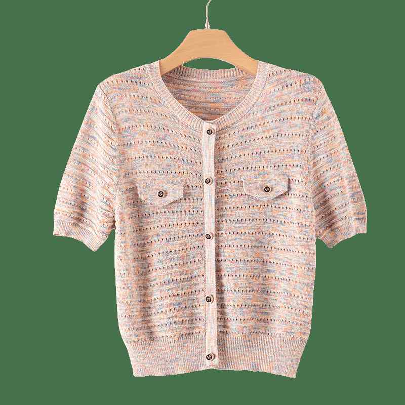 Rakuten - 半袖 ニットシャツ レディース おしゃれ 大人 きれいめ 含 麻混 ショート丈 夏 シンプル カジュアル 上品 通気性