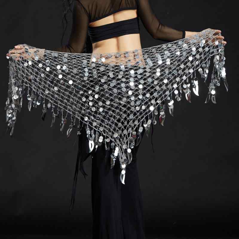 ヒップスカーフ 腰巻き ベリーダンス 銅鑼 きらきら スパンコール フリンジ シースルー 三角 舞台 衣装 レディース おしゃれ アクセサリー ダンス イベント