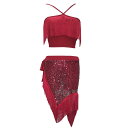 ヒップスカーフ セットアップ レディース おしゃれ ウエスト ベリーダンス 衣装 ブラ 流れるような フリンジ きらきら スパンコール 腰巻き バッククロス ス...