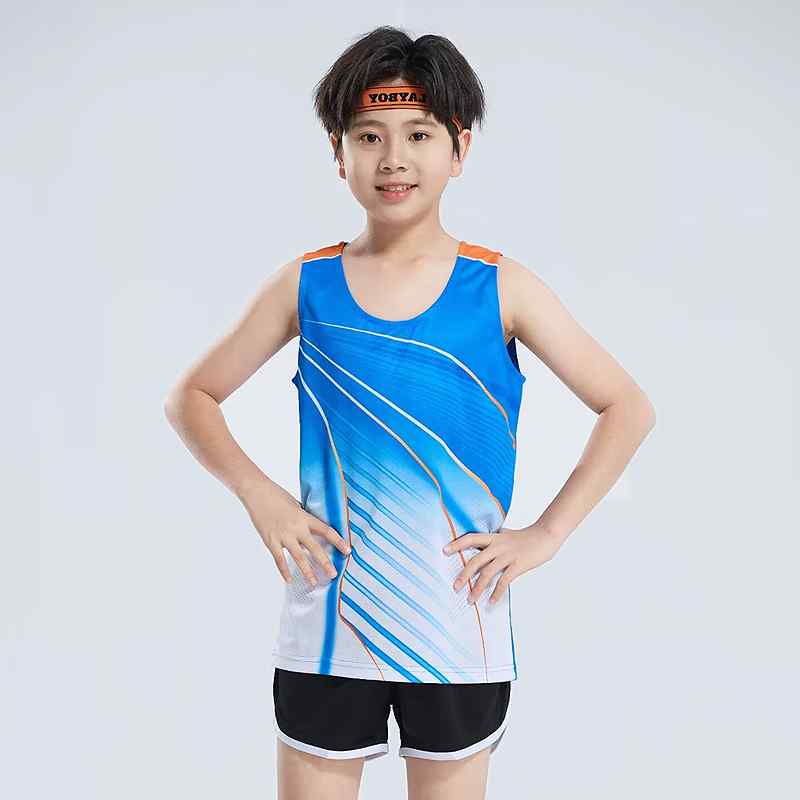 ジュニア 陸上 ユニフォーム 柔らかい 競技 スポーツ ランニング ウェア トレーニング ノースリーブ シ..