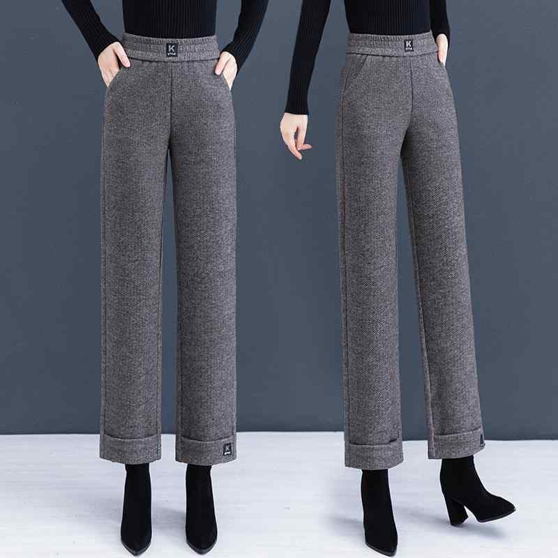 パンツ レディース おしゃれ 大人 きれいめ ウール 厚手 裏起毛 九分丈 ストレート ワイド 秋冬 ゆったり 小柄 ハイウエスト ミセス 50代 カジュアル 体型カバー