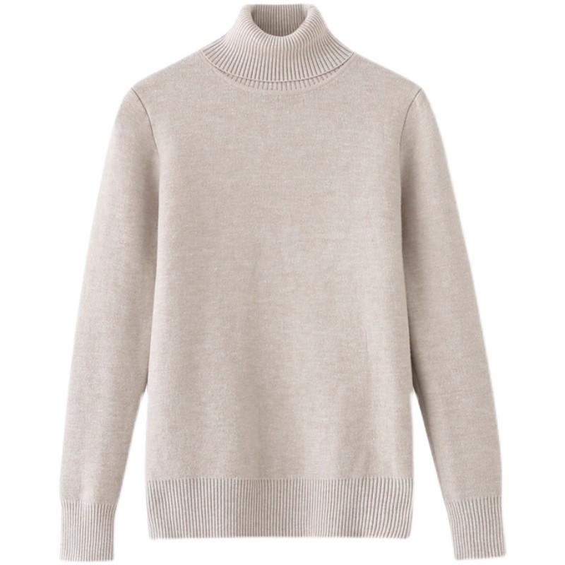 Crew Neck - ニットトップス レディース おしゃれ 秋冬 タートルネック 裏起毛 厚手 スリム シンプル 暖かい プルオーバー 長袖