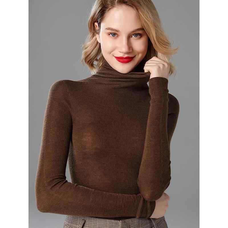 ニット レディース おしゃれ グレー タートルネック スリム フィット 秋冬 長袖 ハイネック ウール プルオーバー シンプル 無地
