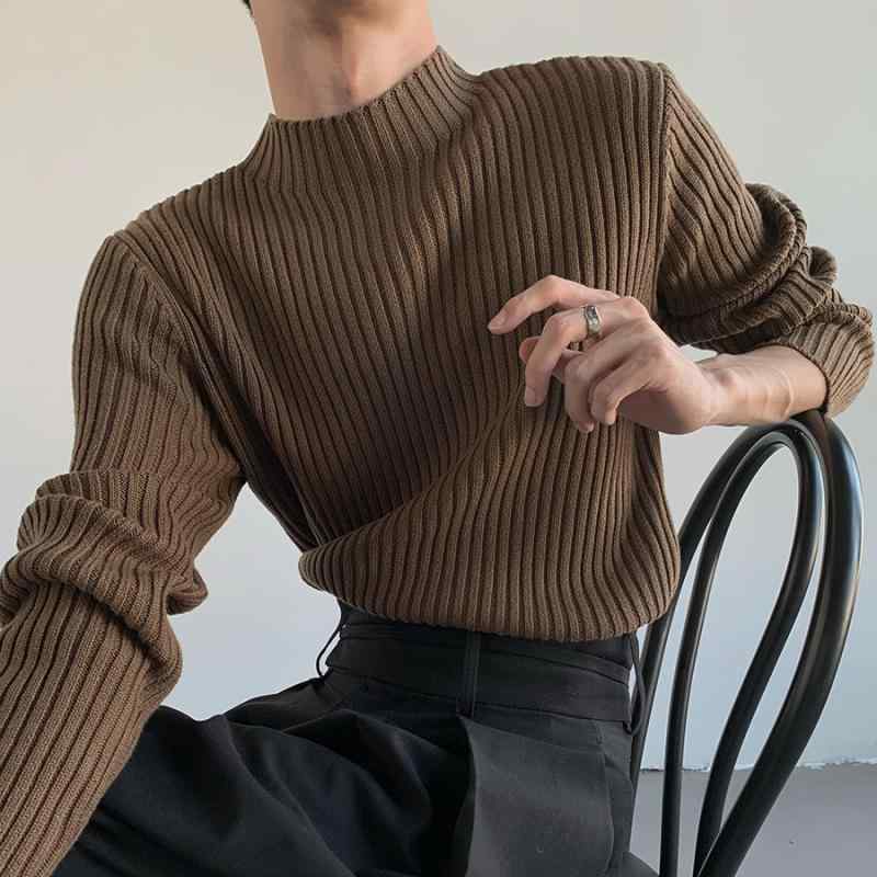 ニット メンズ おしゃれ レディース 長袖 韓国 秋 ハーフハイネック リブ 無地 シンプル ゆったり