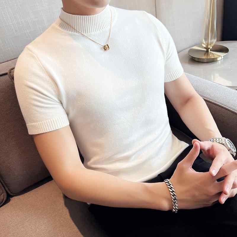 Necked Turtle - Tシャツ メンズ おしゃれ 半袖 ハイネック 春秋 中ネック ニット シンプル トップス
