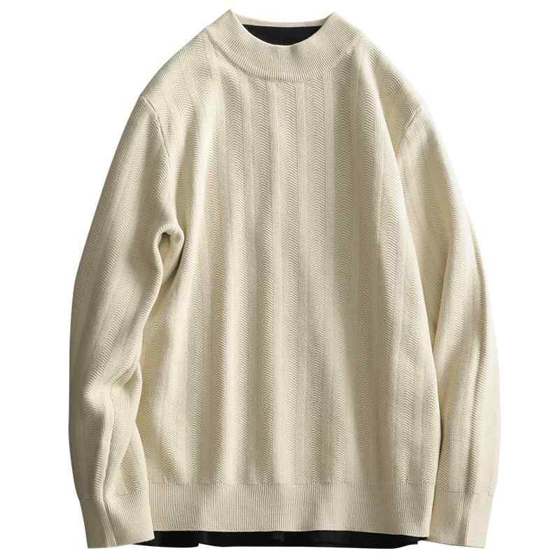 Knit Sweater - ニット メンズ おしゃれ ハイネック 長袖 ジャカード 多色展開 シンプル スリムフィット 都会的