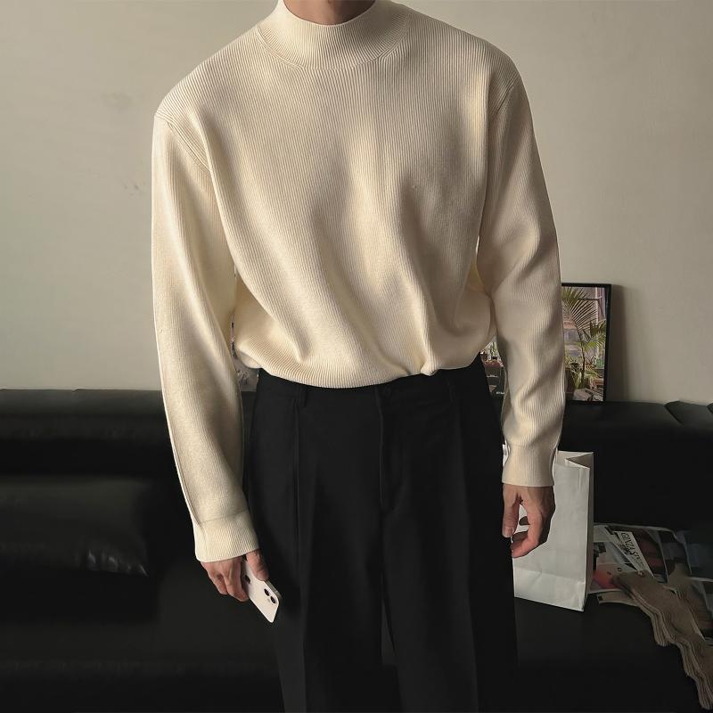 ニット メンズ おしゃれ 緑 ハイネック 春秋 アメリカン ヴィンテージ風 ゆったり 厚手 プルオーバー