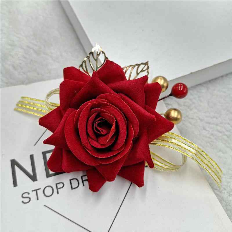 髪飾り 花 レディース ヘアアクセサリー クリップ 装飾 パフォーマンス ダンス 舞台 結婚式 撮影 小物 シンプル エレガント 赤 ゴールド 薔薇