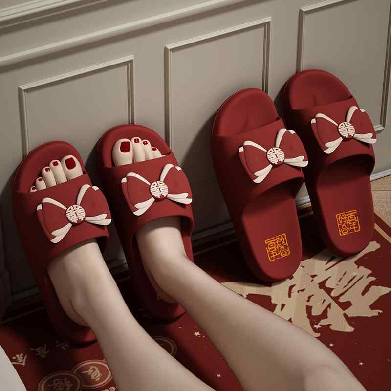 サンダル メンズ レディース カップル ペア スリッパ 結婚式 ウェディング 婚約 慶事 お祝い ルームシューズ 室内履き 外履き ワンストラップ 赤 レッド 夏