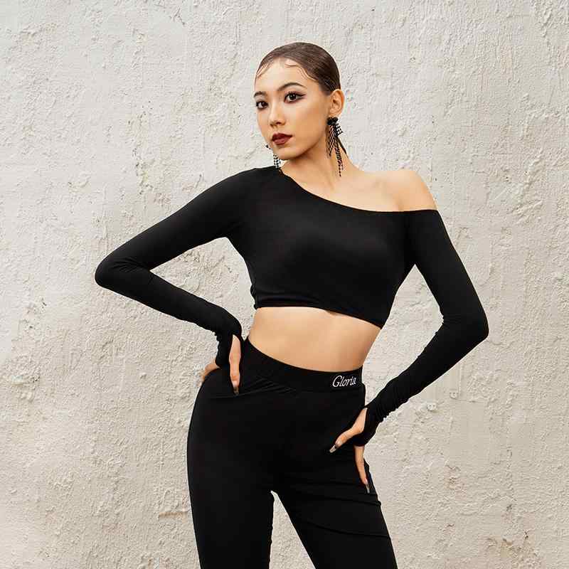 ラテンダンス レディース おしゃれ 春夏 オフショルダー 長袖 クロップド トップス ダンス 練習用 パフ..